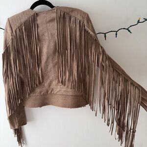 BCBGMaxAzria Brylee Faux Suede Fringe Jacket
